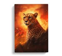 Cheetah Romanticism Art Canvas Print | Gallery Wrapped 30mm Frame Wall Art | 30x20 inches | Ready to Hang | Contemporary Animals Picture | Living Room Bedroom Lounge Office
