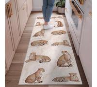 Cheetah Runner Rug, Wildlife Natural Leopard Spots N/a Brown Low Pile Home Indoor Pattern Carpets Non Shedding for Kitchen Entryway Laundry Room Bedside Decor 2x6 Ft