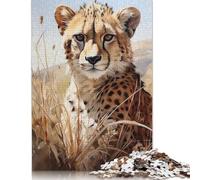 Cheetah Scowl Jigsaw Puzzles Puzzle for Adults Kids. 1000 Pieces Whimsical Challenge Toy Educational Games Home Decoration for Educational Games Gifts 1000pcs (75x50cm)