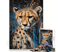 Cheetah Splendor 1000 Piece Jigsaw Puzzles for Teenagers Jigsaw Sharp Recall Soothing Downtime Uniform Cut (38x52cm)