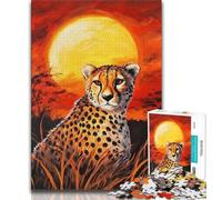 Cheetah Sunset 1000 Piece Jigsaw Puzzle for Adults And Teenagers,Decompressing Intellectual Educational Toy Secret Santa Gifts (38x26cm)