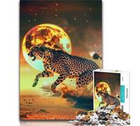 Cheetah Sunset 1000 Piece Jigsaw Puzzle for Adults Teens,Brain Intelligence Challenge Addictive Toys for Home Decoration (38x26cm)