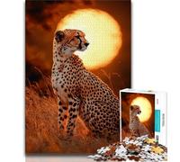 Cheetah Sunset Jigsaw Puzzles for Teenagers 1000 Jigsaws,for Educational Game Challenge Toy Unique Home Decor And Gifts (38x26cm)
