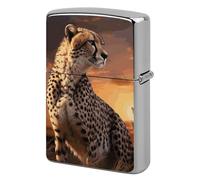 Cheetah Sunset Lighter Case Pouch Double-Sided Metal Lighter Sleeve Scratch & Drop Resistant Lighters Protector Fits Standard Kerosene Lighters Pocket Protective Cover for Camping Party