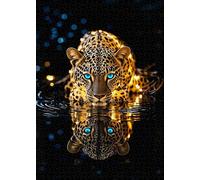 Cheetah Tiger 1000 Piece Puzzle for Adults, PICKFORU Hunting in The Mirror Jigsaw Puzzle, Difficult Dark Animal Puzzles Theme
