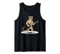 Cheetah Tiger Playing Bass Guitar Guitarist Rocker Pose Cool Tank Top