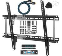 Cheetah Tilt TV Mount 6-Pack fits 32-86 Inch TVs up to 165lbs Max VESA 600x400mm, with 10ft HDMI Cable, Flat Wall Mount Bracket, fits 16-24" Studs, Ultra Low 1.3" Profile Adjusts to 15 Degree Tilt