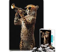 Cheetah Trumpet Wooden Jigsaw Puzzle 300 Pieces, Family Activity | Adult Jigsaw Puzzle - shared puzzle challenge with screen-free home activity.