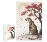 Cheetah Under A Cherry Blossom Tree Jigsaw Puzzle, 1000 PCS, Indoor Activity for The Home, An Absorbing Project for Relaxed Weekends, for Family Fun