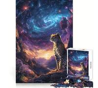 Cheetah Under A Cosmic Sky Jigsaw Puzzles 1000 Pieces for Teenagers Thinking Skill Light Enjoyment Neat Edges (50x75cm)