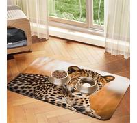 Cheetah Waiting for an Opportunity Pet Feeding Mat 30x45cm, Absorbent Dog Mat for Food and Water Bowl, PU Leather Cat Food Mat Waterproof Dog Bowl Mats Quick Dry Pet Placemats-No Stains