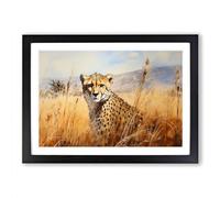 Cheetah Watercolour Framed Wall Art Print A2 Black