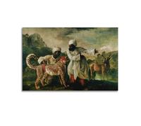 Cheetah with Servant And Deer Poster by George Stubbs Wall Art Scroll Canvas Painting Picture Living Room Decor Home 24x36inch(60x90cm)