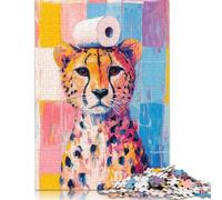 Cheetah with Toilet Paper Puzzle 500 Pieces Jigsaws Puzzles for Adults Puzzles for Adults& Teens Age 12 Years Up 500pcs (52x38cm)