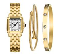 CHEETAH Women’s Gold Bangle Watch and Bracelet Set, Small Vintage Roman Dial in White, Gold White, vintage