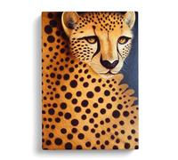 Cheetah Wood Carving Canvas Print for Living Room Bedroom Home Office Décor, Wall Art Picture Ready to Hang, 30x20 Inch (76x50 cm)