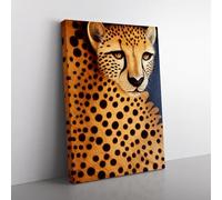 Cheetah Wood Carving Canvas Wall Art Print Ready to Hang, Framed Picture for Living Room Bedroom Home Office Décor, 76x50 cm (30x20 Inch)