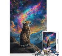 Cheetah's Cosmic Gaze Jigsaw Puzzle 1000 Piece for Teenagers Serene Peaceful Play Activity Peaceful Calm Stress Relief (50X75cm)