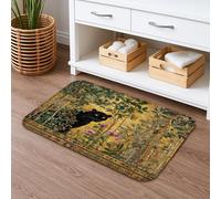 Cheetahs Forest Theme Bath Mat, Vintage Botanical Art Absorbent Non Slip Shower Rug, Spring Decor Memory Foam Washable Bath Rugs for Bathroom Toilet Restroom Decorative 20x32 Inch