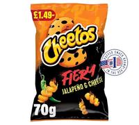 Cheetos Twisted Fiery Jalapeno & Cheese Snacks, Spicy Corn Crisps, 70g Bags, Pack of 18