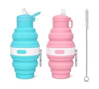 Cheewing 3PCS Collapsible Water Bottle Set, Silicone Soft Flask Bottles | Silicone, for Running Hiking Travel Gym
