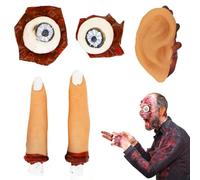 CHEEYMAGIC Halloween Broken Fake Body Parts Decoration, Scary Fake Fingers Eyeballs Ears Horror Props Halloween Haunted Room Vampire Zombie Horror Party Favors A6-ZGQGZH