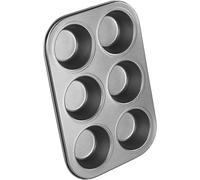 Chef Aid 6 Cup Large Muffin Pan, Non-Stick Cupcake Tray Baking Mould, Grey