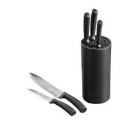 Chef Aid 6 Piece Knife Block Set, Stainless Steel Kitchen Knives with Soft Grip Handles & Universal Matt Finish Knife Block, Includes Chef, Paring, Utility, Bread & Carving Knives