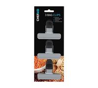 Chef Aid Bag Clips, Pack of 3 Soft-Grip Bag Clips for Keeping Food Fresher for Longer, Made with BPA Free Plastic and Fridge, Freezer and Dishwasher Safe, Grey