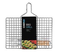 Chef Aid BBQ Griller Basket - The Perfect Grill Companion for Fish, Meat, and Vegetables. Lock in Food with Its Grill Basket Design, Flip with Ease for Even Grilling. Removable and Foldable Handle