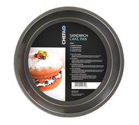 Chef Aid Non-Stick Cake Tin, Round Cake Pan with Fixed Base for Leak Free Baking, Fridge and Freezer Safe. Grey, 21cm, 8.3 inch