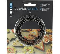 Chef Aid Pastry Cutters, Set Of 3, Cookie Biscuit Cutter, Scone, Mince Pie, Tarts, Mini Quiches, Dough, At Home Baking, Cake Decorating, Fondant Icing, Round Circle Crinkled Stainless Steel Cutters