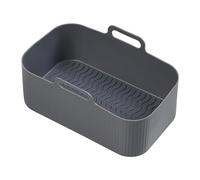 Chef Aid Rectangle Air-Fryer Liner, 19.5cm X 12.5cm X 7cm with grooved base for Increased air-flow, Easy Cleaning, Grey