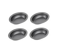 Chef Aid Set of 4 Non-Stick Oval Pie Dishes, Each Measuring 17cm x 13cm x 3.7cm, Grey