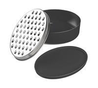 Chef Aid Stainless Steel Grater with Container, Single-Sided Oval Grater for Cheese, Vegetables & More, Rust-Resistant, Dishwasher Safe, Mess-Free Food Prep