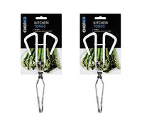 Chef Aid Chromed Kitchen Tongs, Stainless Steel Food Tongs perfect for Kitchen, BBQ and Serving all types of Food, With Grip handle for better grip, Dishwasher Safe