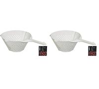 Chef Aid White Plastic Colander with Long Handle,40 x 26 x 11.5 cm (Pack of 2)