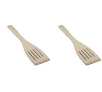 Chef Aid Wooden Slotted Spatula, Crafted from Sensibly Sourecd Wood, Spatula for Cooking and Baking, Flip with Ease, Non Stick Friendly Kitchen Essential, Beige (Pack of 2)