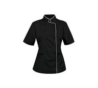 Chef Apparel Short Sleeves Women's Ladies Chef's Coat Jackets XXL (for Bust 42-43), Black