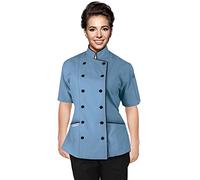 Chef Apparel Short Sleeves Women's Ladies Chef's Coat Jackets XXL (for Bust 42-43), Sky Blue