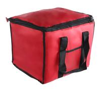 Chef Approved 12 x 12 Food Delivery Bag | Heavy Duty Insulated Soft-Sided Hot Cold Sandwich Carrier with Zipper Closure for Restaurant Shopping Grocery | Square Shape, 12"W x 12"D x 15"H, Nylon, Red