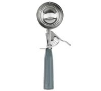 Chef Approved Size #8 Ice Cream Disher | Thumb Press Soft Food Dessert Mash Potato Portioning Scoop with One Piece Handle for Cafeteria Diner | 4 oz Capacity | 2-3/4" Diameter, Stainless Steel, Grey