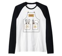 Chef Apron Funny Cute Culinary Cooking Costume Raglan Baseball Tee