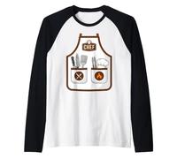 Chef Apron Funny Cute Culinary Cooking Costume Raglan Baseball Tee