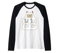 Chef Apron Funny Cute Culinary Cooking Costume Raglan Baseball Tee