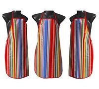 Chef Apron, Unisex Apron Waterproof Adjustable Apron for Men Women Perfect for Kitchen Cooking Restaurant Baking Gardening BBQ Coffee House, Professional PVC Apron (Multi Colour - Stripe)