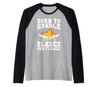 Chef Born to Handle Blades and Flames Funny Cooks Raglan Baseball Tee