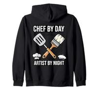 Chef By Day Artist By Night Funny Creative Kitchen Cooking Zip Hoodie