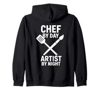 Chef By Day Artist By Night Funny Creative Restaurant Cook Zip Hoodie