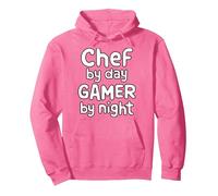 Chef by Day Gamer by Night Pullover Hoodie, Adult Unisex, Bright Pink, Large